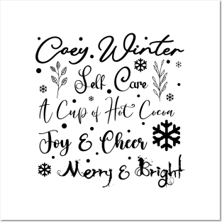 Cozy Winter Self Care Snow in Dark Font Posters and Art